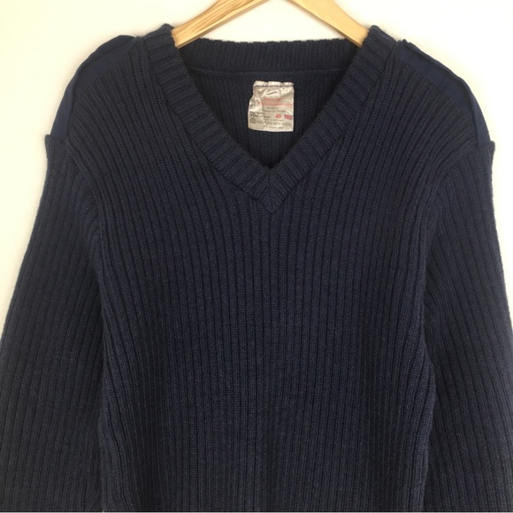 Vintage Brigade Quartermasters Woolly Pully Sweater Blue 100% Pure New Wool - Picture 2 of 10